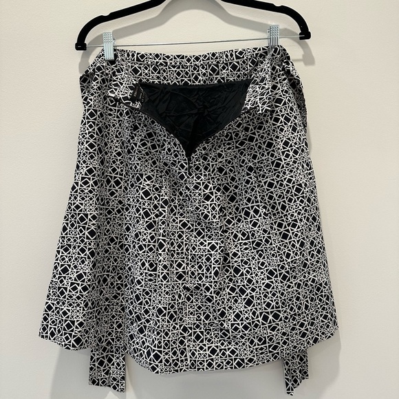 BCBG MaxAzria 100% Cotton Black White Knee Length High Waisted Skirt Patterned - Picture 3 of 11